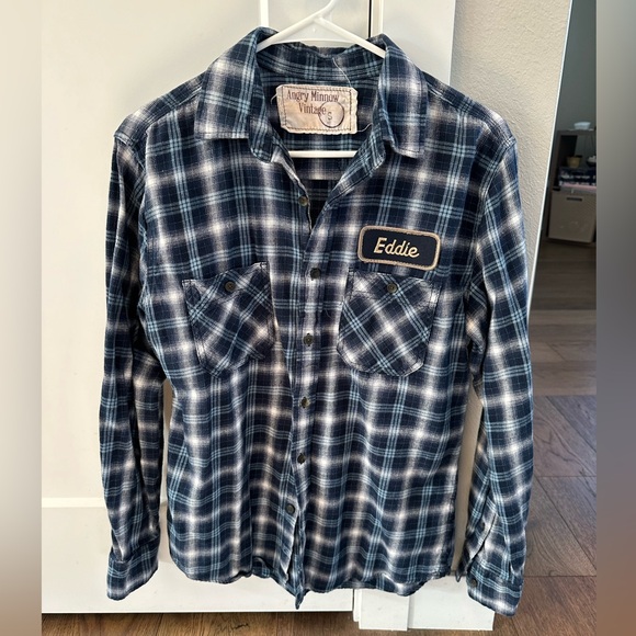 Angry Minnow Blue Flannel Old Style Patch, Gas Station Eddie , Unisex - Picture 1 of 3